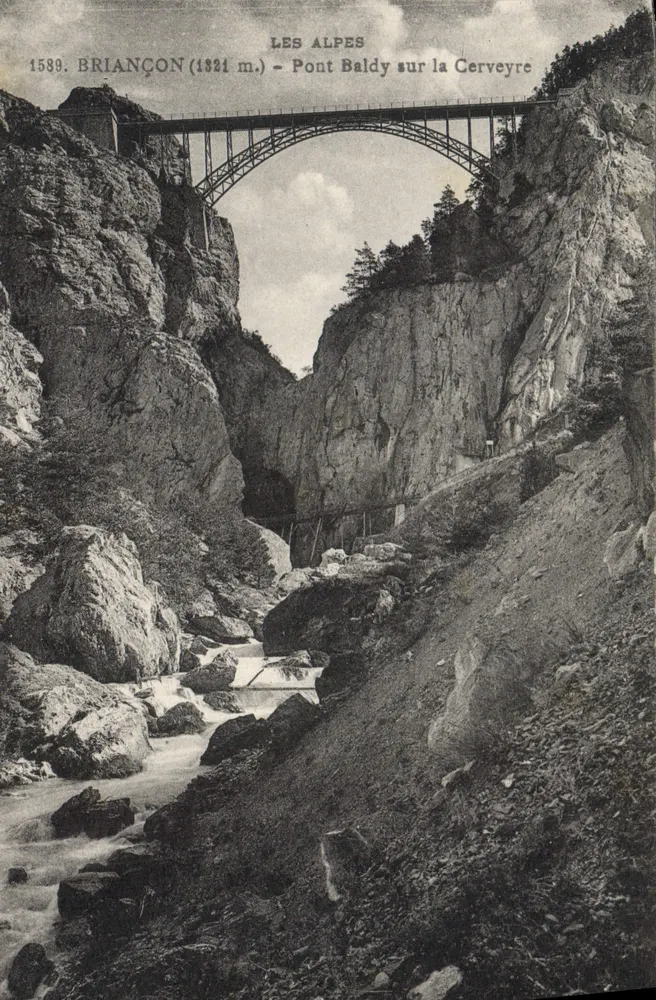 Ponte Baldy sobre a Cerveyre — BRIANÇON (1821 m.) — Editor B.E.C. n°1539 - Frente