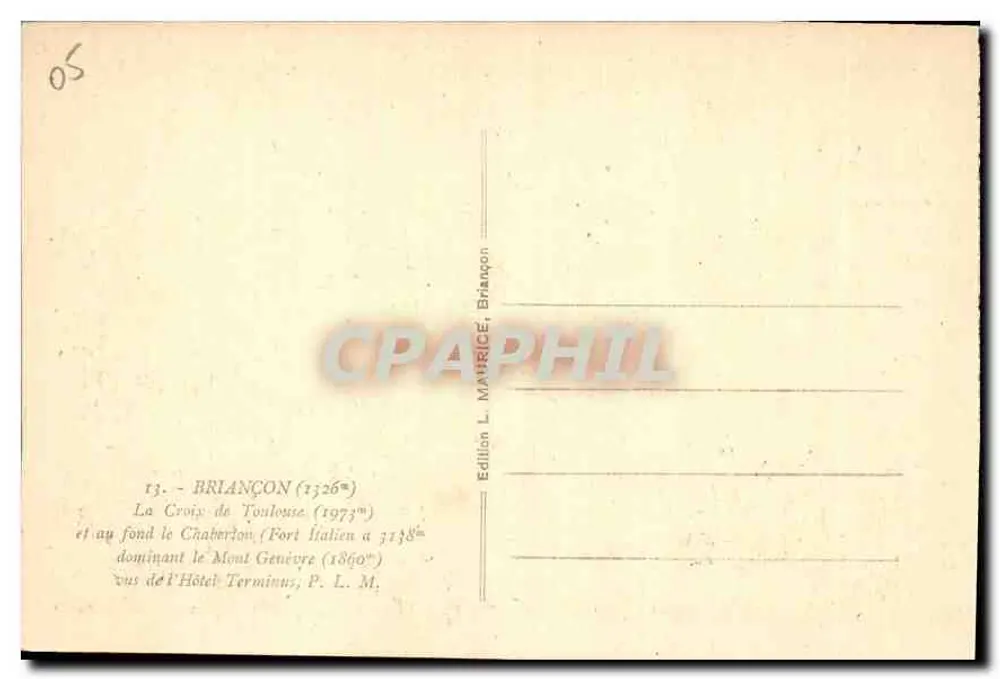 BRIANÇON — A Cruz de Toulouse e o Forte Italiano — Edição L. MAURICE, Briançon - Verso