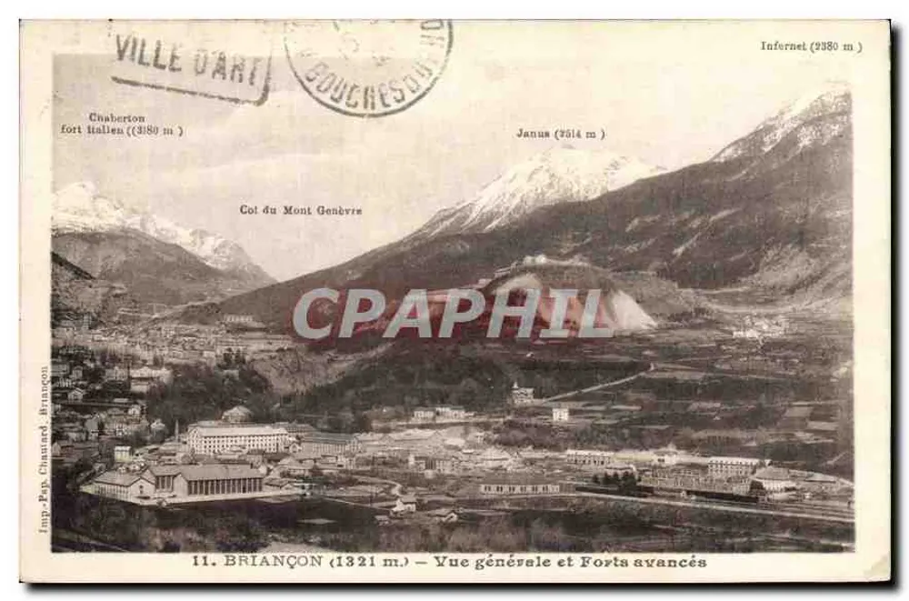 Briancón (1321 m) — Vista geral e Fortes avançados — Impr. Pap. Channard, Briançon - Frente
