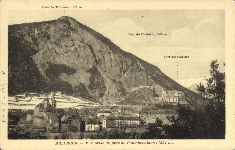 Briancón — Ansicht von Fontchristiane (1321 m.) — Verlag N.G. — Cliché A.M. - Vorderseite