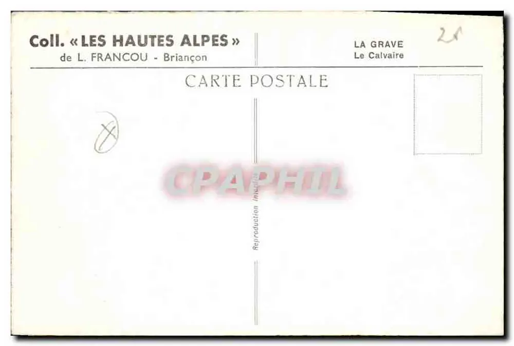 O Calvário — La Grave — Coleção «As Altas Alpes» de L. Francou - Briançon - Verso