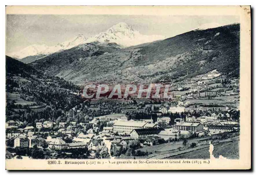 Briancón (1327 m.) — Vista geral de Ste-Catherine e Grand Aréa (2875 m.) — A. Hourlier, La Tronche (Isère) - Frente