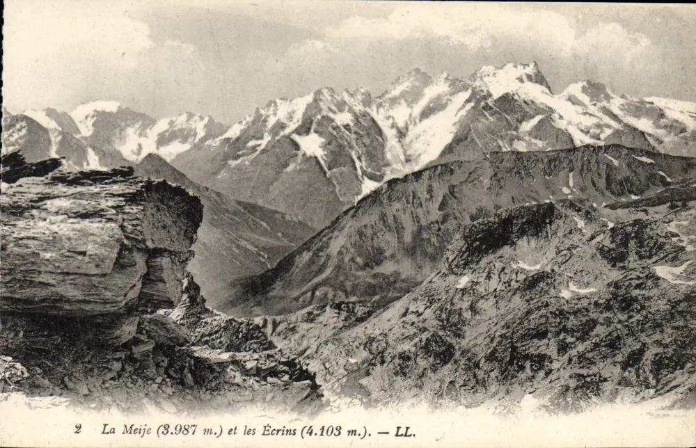 A Meije (3.987 m.) e os Écrins (4.103 m.) — LL. - Frente