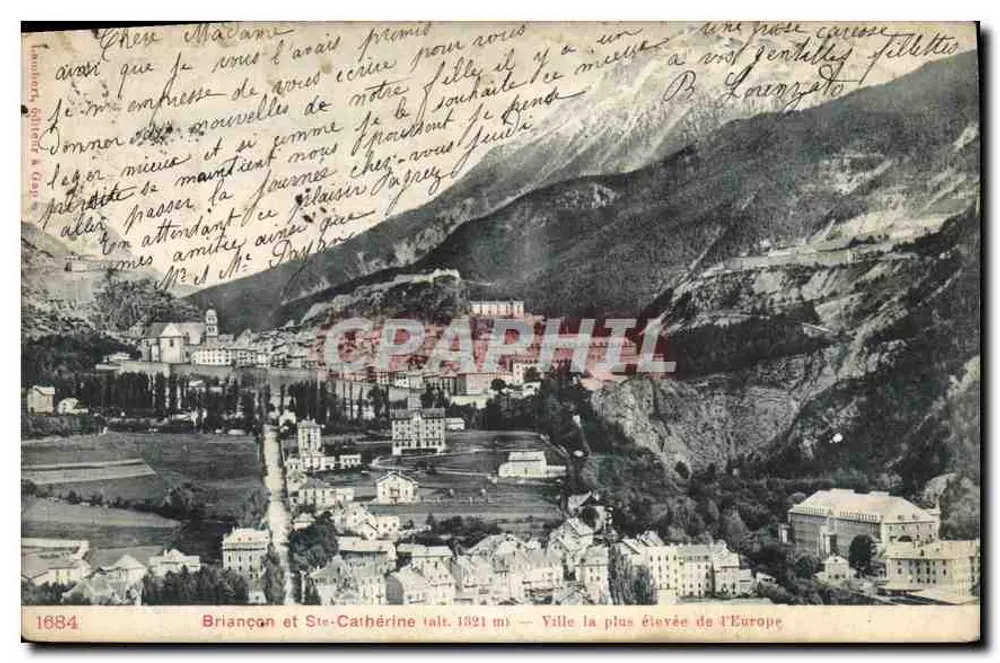 Briancón und Ste-Cathérine (Höhe 1821 m) — Höchste Stadt Europas — anonymer Verlag, Nr. 1684 - Vorderseite