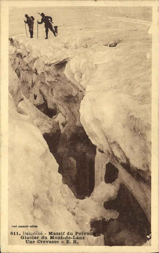 Gletscher von Mont-de-Lans — Eine Rissstelle — Massiv des Pelvour — Foto. Combier-Mâcon, n° 811 - Vorderseite