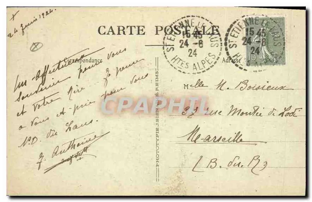 Innenansicht der Basilika Notre-Dame du Laus (Hautes-Alpes) — Verlag Phototypie de Reims, n°20 - Rückseite