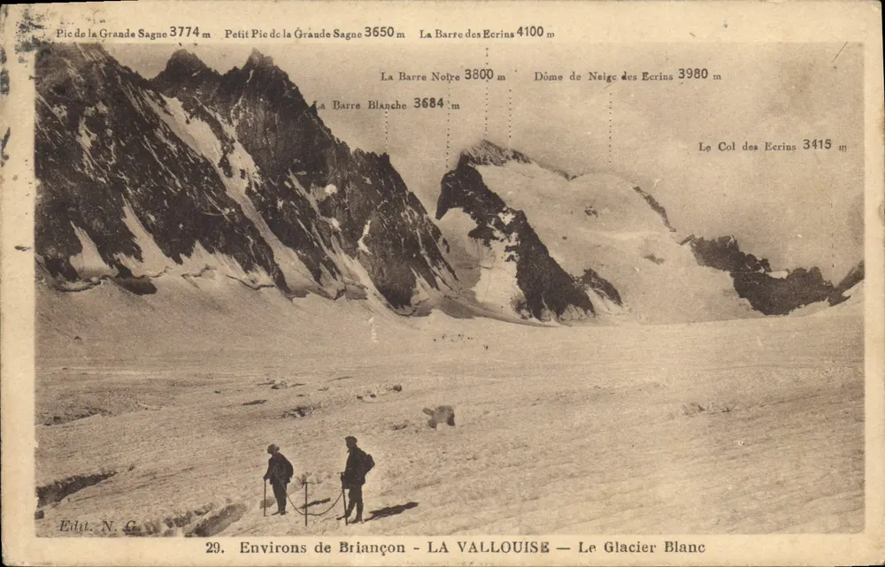 Arredores de Briançon — LA VALLOUISE — O Glaciar Branco — Editor N. C. — N° 29 - Frente