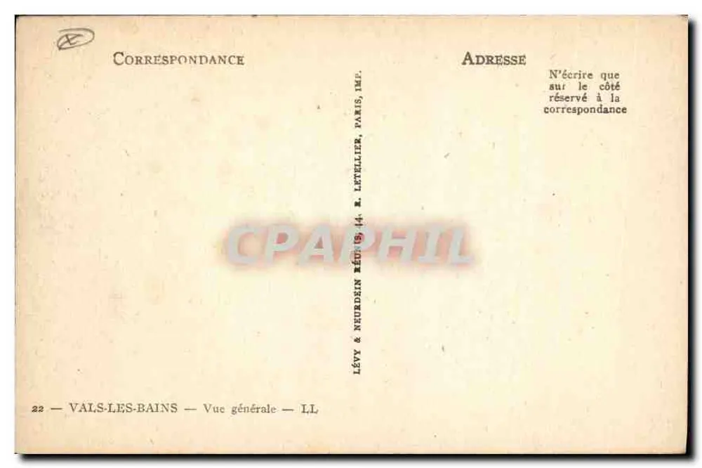 Vais-les-Bains — Vista geral — Lévy & Neurardin, Paris, Imp. Letellier - Verso