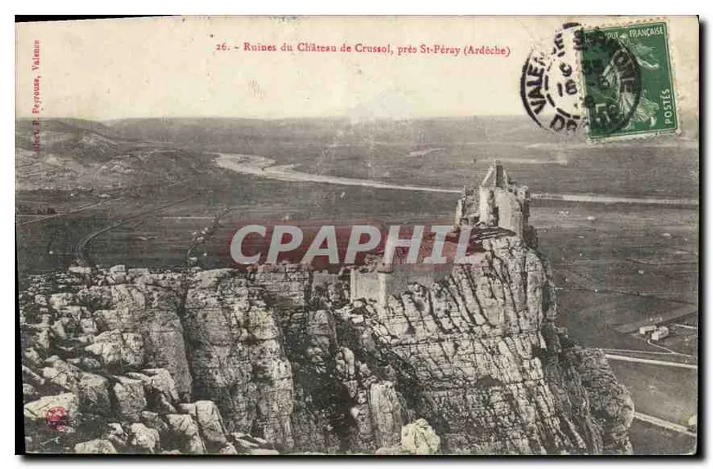 Ruinen des Schlosses Crussol, nahe St-Péray (Ardèche) — Sammlung P. Peyrouse, Valence — n°26 - Vorderseite