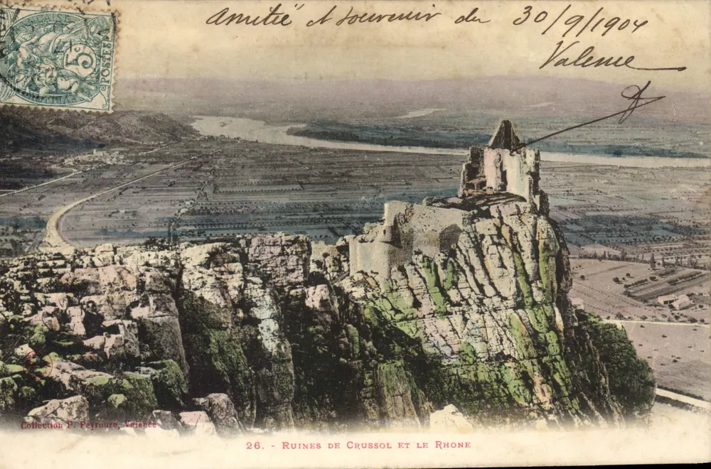 Ruïnes van Crussol en de Rhône — Valence — Collectie P. Peyrouze, n°26 - Voorkant