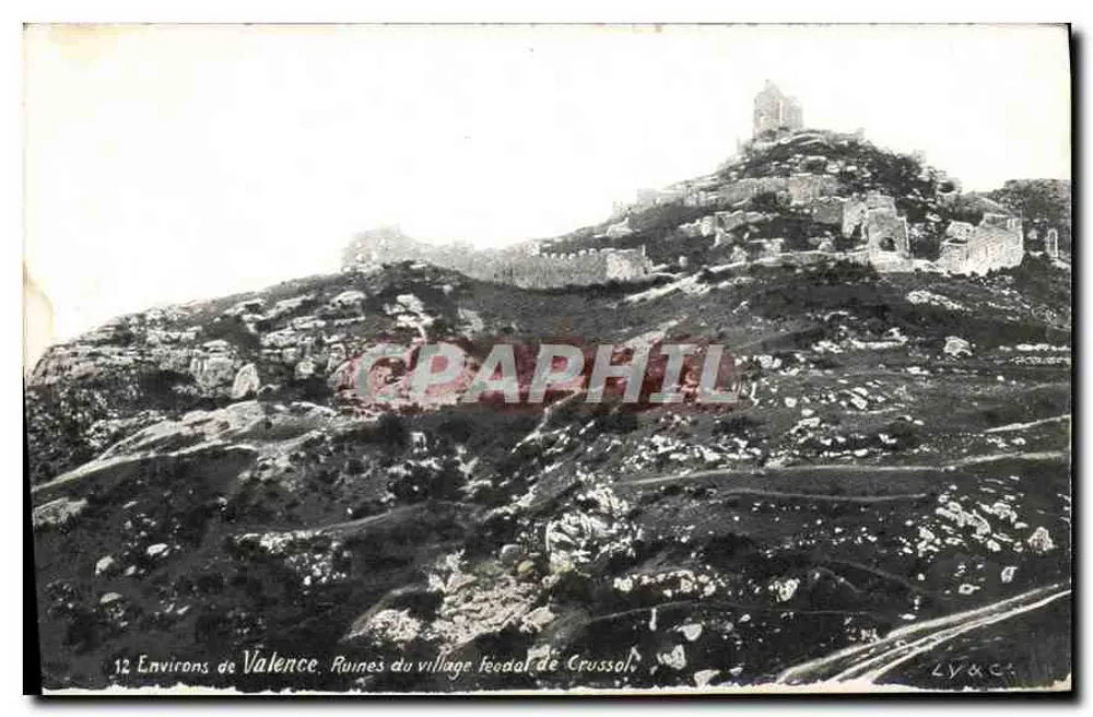 Ruinen des feudalen Dorfes Crussol — Umgebung von Valence — L.Y.&C. n°12 - Vorderseite