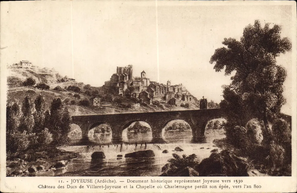 Joyeuse (Ardèche) — Zamek Duszy Villaret-Joyeuse i kaplica, w której Karol Wielki stracił miecz — wydawnictwo Albert Contant - Tabacs - Awers