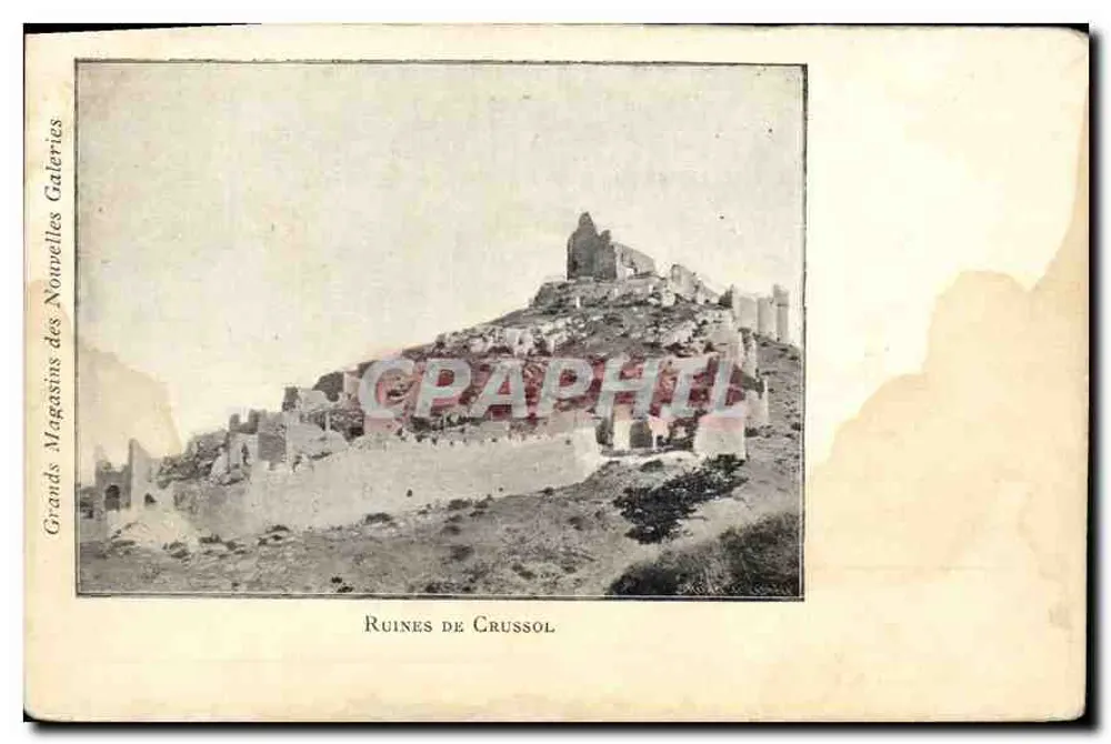 Ruiny Crussol — Wielkie Sklepy Nowych Galerii — Drukarnia J. Jéas & Synowie, Valence - Awers