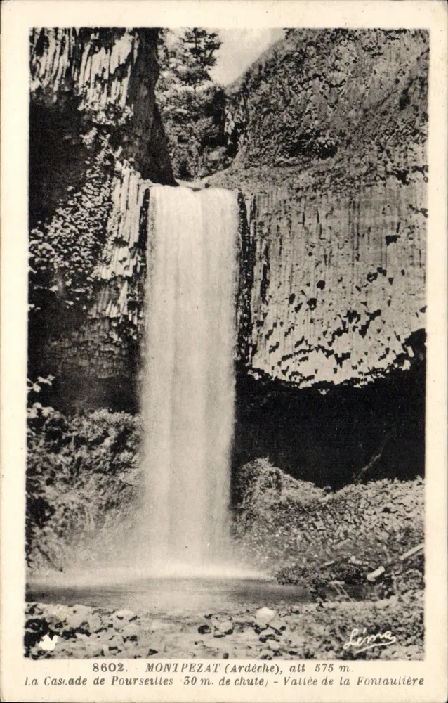 La Cascade de Pourseilles — Montpezat (Ardèche), H 575 m — Léon Lévre, n° 8602 - Vorderseite