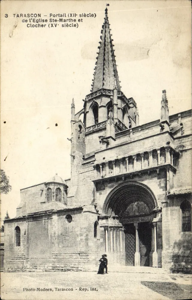 Tarascon — Portal (12. Jahrhundert) und Turm (15. Jahrhundert) — Photo-Modern, Tarascon - Vorderseite