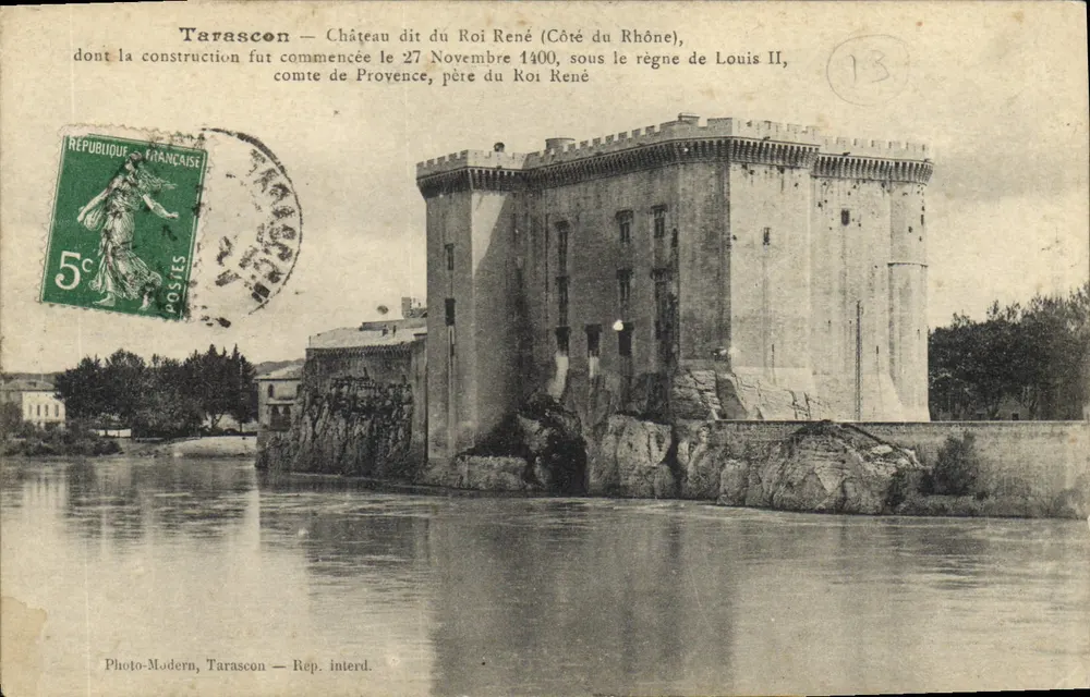 Tarascon — Schloss genannt Schloss des Königs René (Seite des Rhône) — Photo-Modern, Tarascon — Rep. interd. - Vorderseite