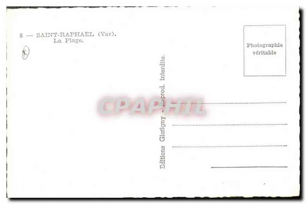 सेंट-राफाएल — प्लेज़ — एडिशन ग्लाटिग्नी - पीछे