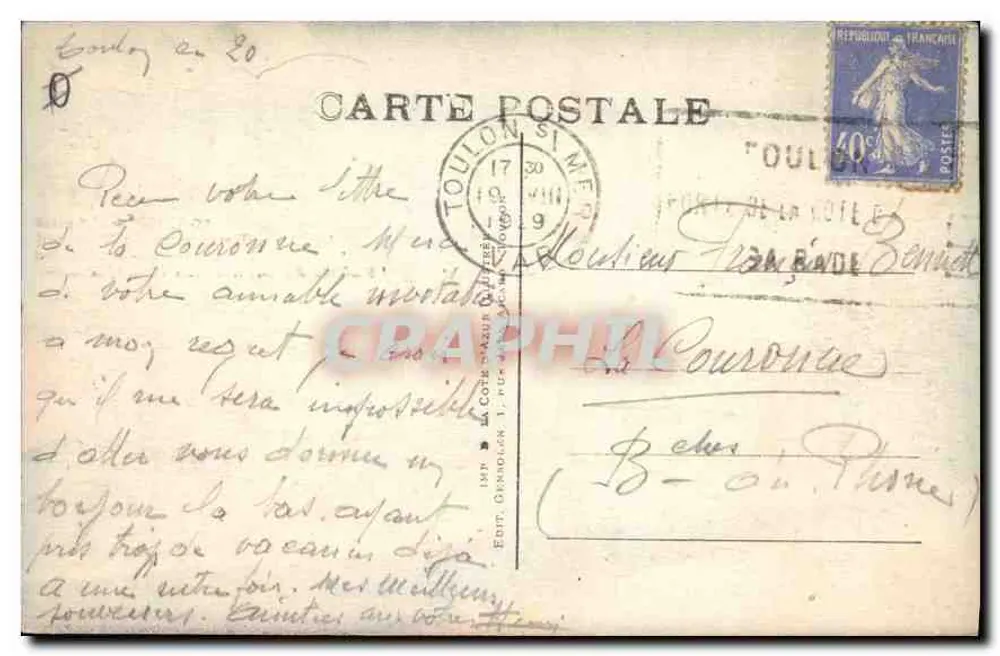 Pointe de Manteau — Côte d'Azur, Umgebung von Toulon — Tamari-s-les-Babettes — Nr. 103 - Rückseite