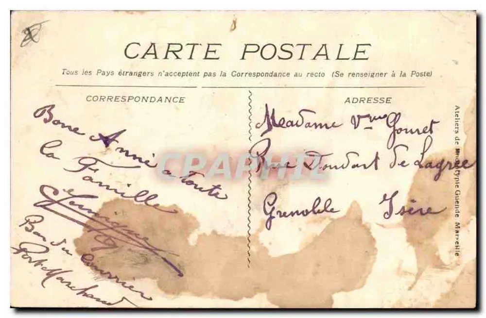 Toulon - Le Mourillon, Vista Geral — editada pela Atelier de Phototypie Gueude Marveille - Verso