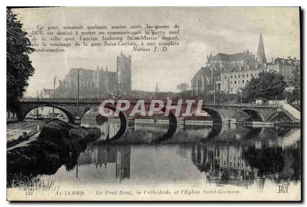 Auxerre — Der Neue Pont, die Kathedrale und die Kirche Saint-Germain — Hinweise J. D. - Vorderseite