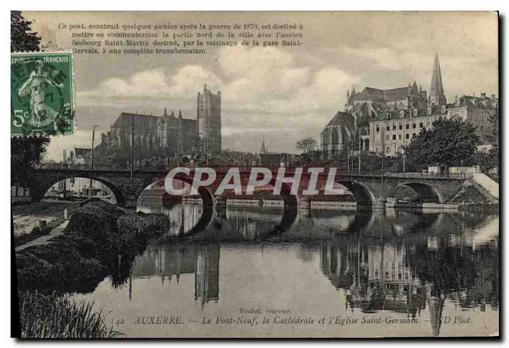 Auxerre — Der Neubrücke, die Kathedrale und die Kirche Saint-Germain — SD Phot. - Vorderseite