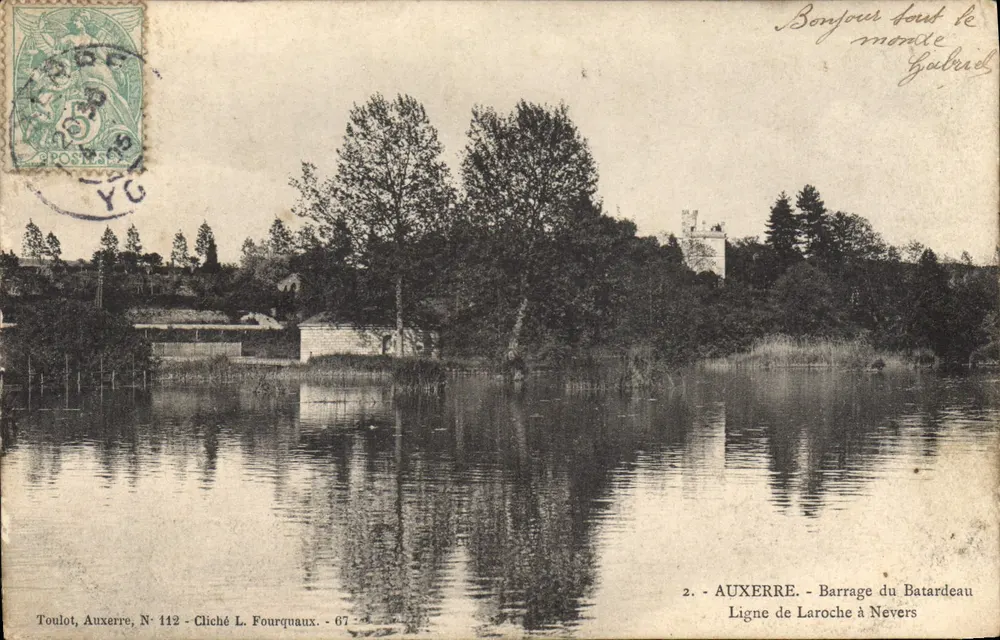 Auxerre - Barrage du Batardeau - Ligne de Laroche à Nevers — Foto von L. Fourquaux, Nr. 112, Verlag Toulot, Auxerre - Vorderseite