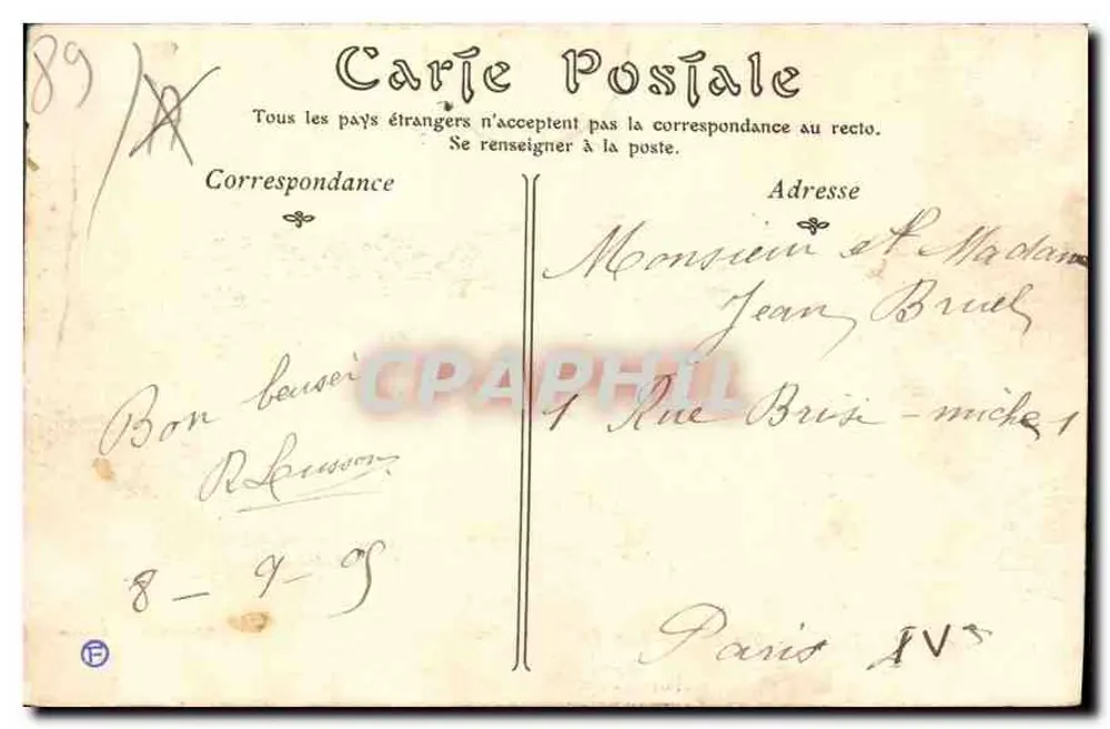Auxerre — Allgemeine Ansicht, aufgenommen vom Pont de Gien — TOULOT, Verleger — Auxerre ND Phot - Rückseite