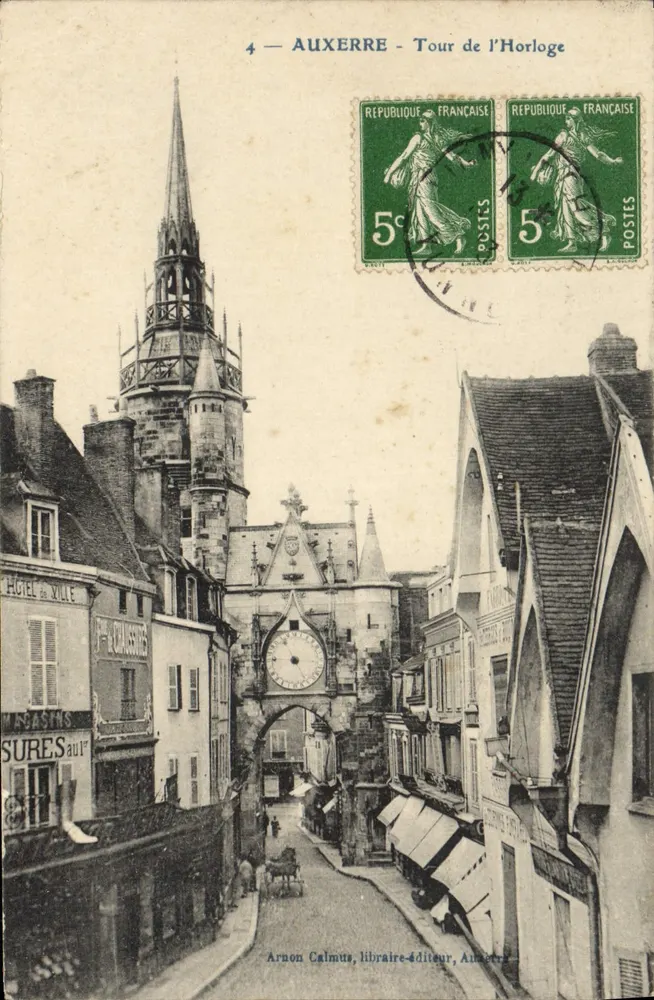 Auxerre - Torre da Hora — Arnon Calmus, livreiro-editor, Auxerre - Frente