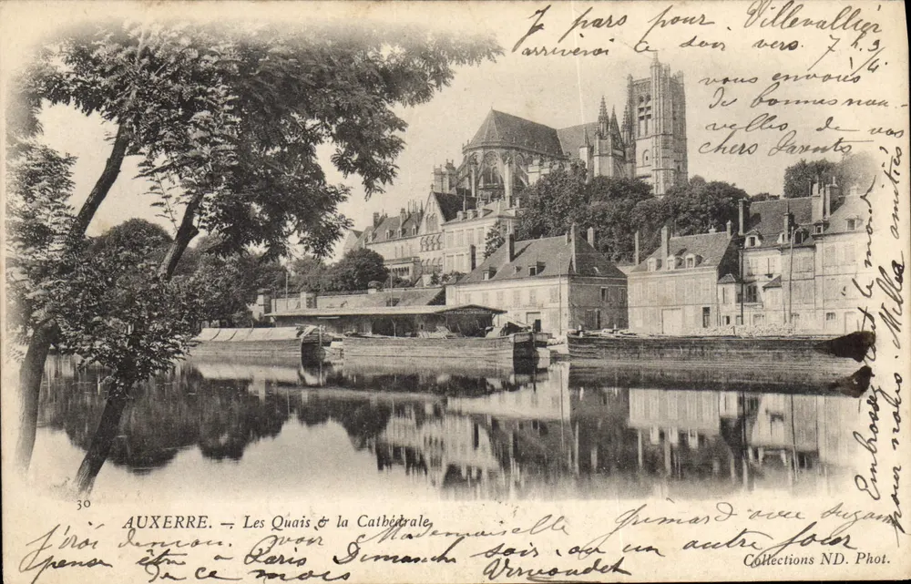 Auxerre — Die Quais & die Kathedrale — Foto. Embouy - Vorderseite