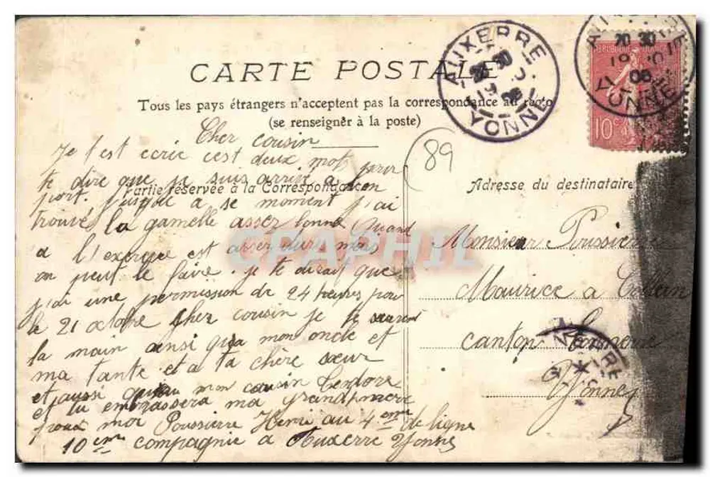 Auxerre — Infanteriekaserne — Der Innenhof — Verlag Ch. Monneret - Rückseite