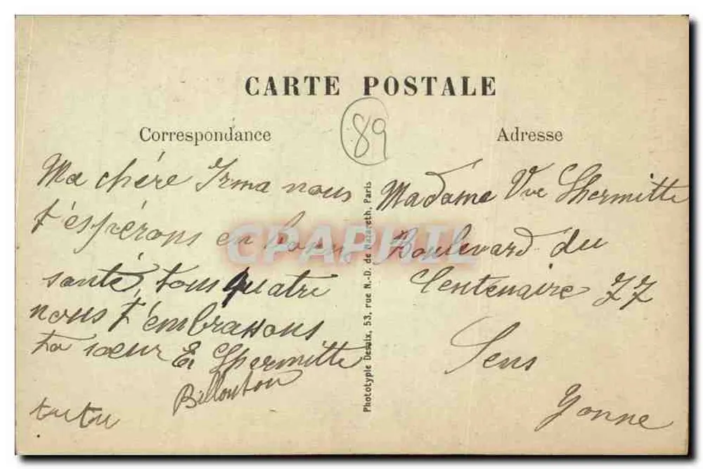 Auxerre — Ansicht der Rue du Pont und Turm der Kirche Saint-Pierre — unbekannter Verleger, Nr. 43 - Rückseite