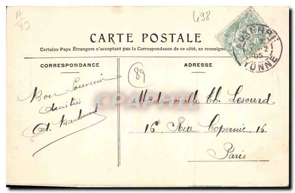 Auxerre — Estátua do Maréschal Davoust — Édit. Arnon-Calmus, em Auxerre. Cl. Botex - Verso