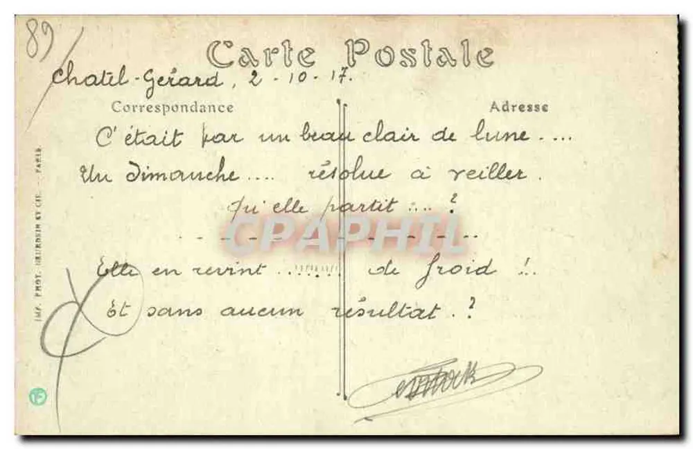 Avallon — Eine Ecke der Mauern — C. P. H. Phil. N° 179 - Rückseite