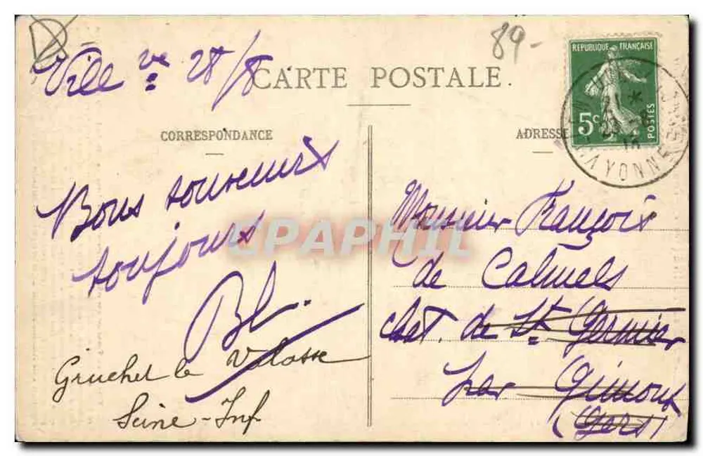 Villeneuve-sur-Yonne (Yonne) - Tor zur Joigny, äußere Ansicht — Louis le Gros, Sammlung J. D. à Sens - Rückseite