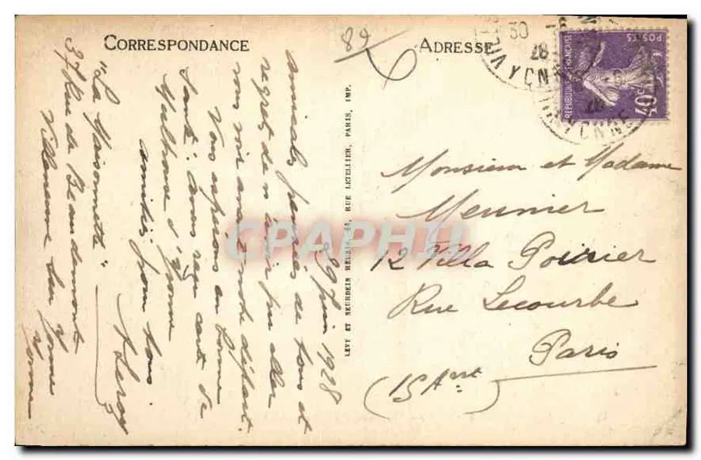 Villeneuve-sur-Yonne — Ansicht des Yonne und der Ufer — Paul Griffic, Nr. 8 - Rückseite