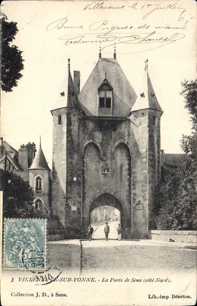 Villeneuve-sur-Yonne — Die Pforte von Sens (Nordseite) — Lib.-imp. Bénéton - Vorderseite