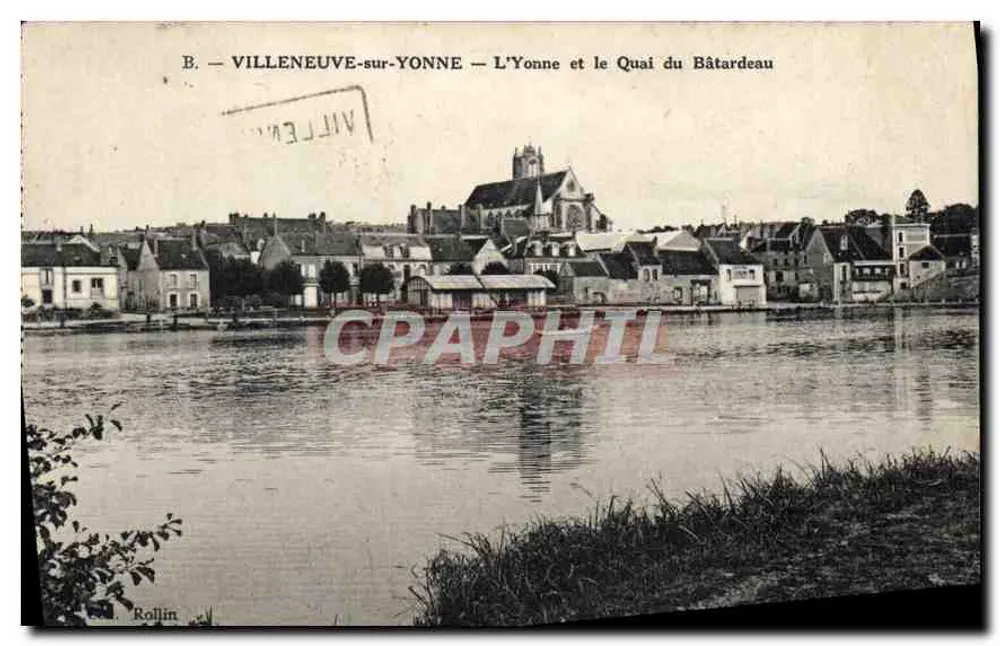 Villeneuve-sur-Yonne — Die Yonne und der Quai du Bâtardeau — Verlag Rollin - Vorderseite