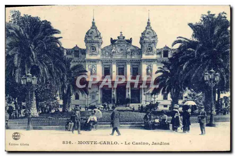Monte-Carlo - O Casino, Jardins — Edição Gilletta, n° 836 - Frente