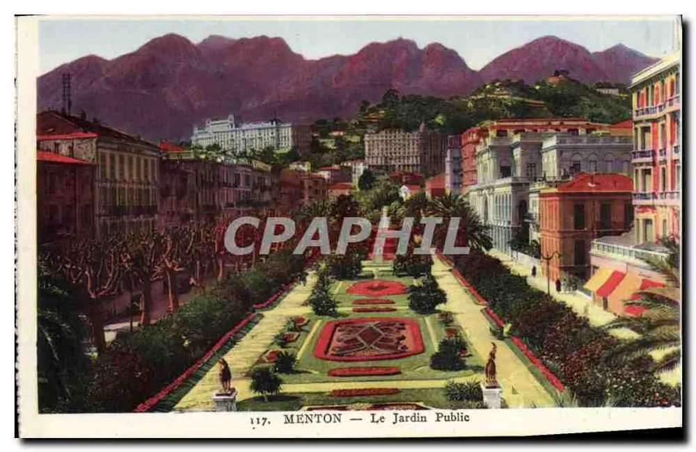 Menton — O Jardim Público — Impressora ADIA, Nice - Frente