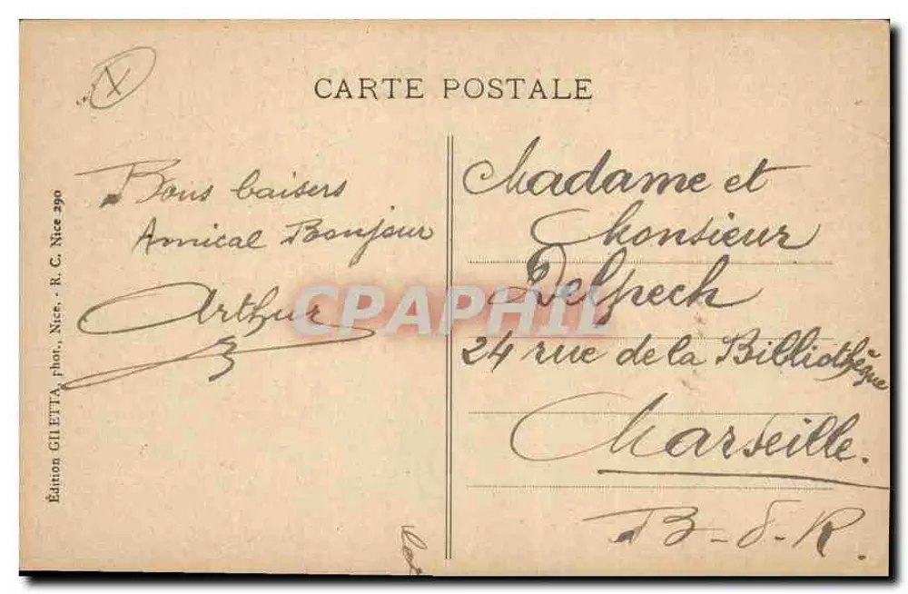 Nizza - Un Angolo del Giardino Albert I — Editore Giletta, N° 82 - Verso