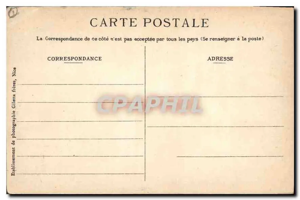 CANNES — Avenida dos Palmeiros — Edição Gilletta, Nice, n° 248 - Verso