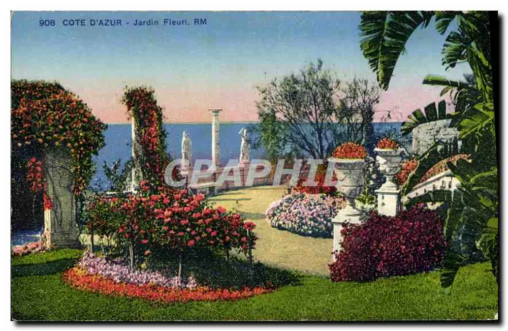 Côte d'Azur - Jardim Florido. RM — Editor R. Marceau, Nice, n° 908 - Frente