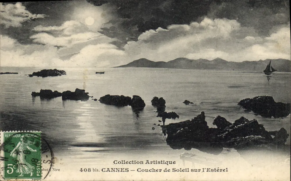 CANNES — Sonnenuntergang über den Estérel — Künstlerische Sammlung, n° 408 bis, phot. Nice - Vorderseite