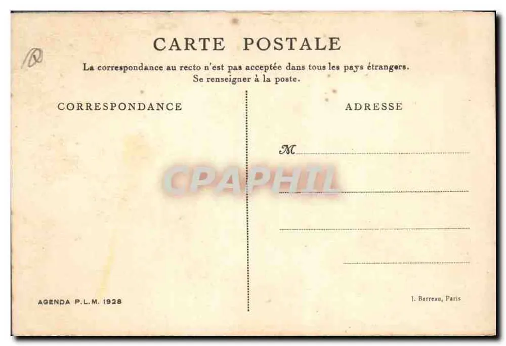 Costa do Azul — Grasse — Agenda P.L.M. 1928 — C.L.K. Bursin - Verso