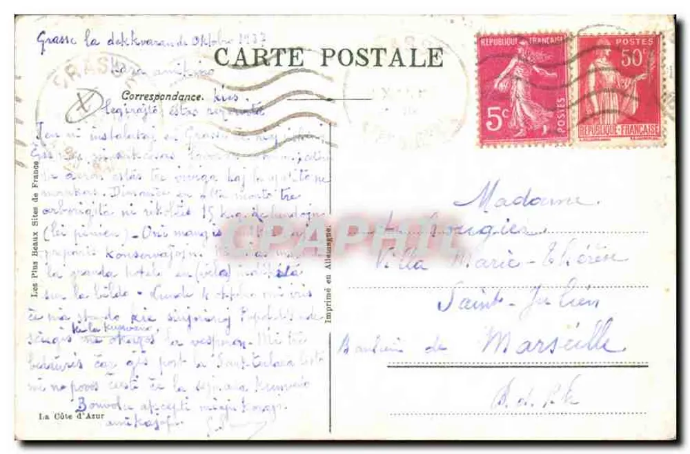 Grasse — Vista dos hotéis — Grasse PHIL n°17 - Verso