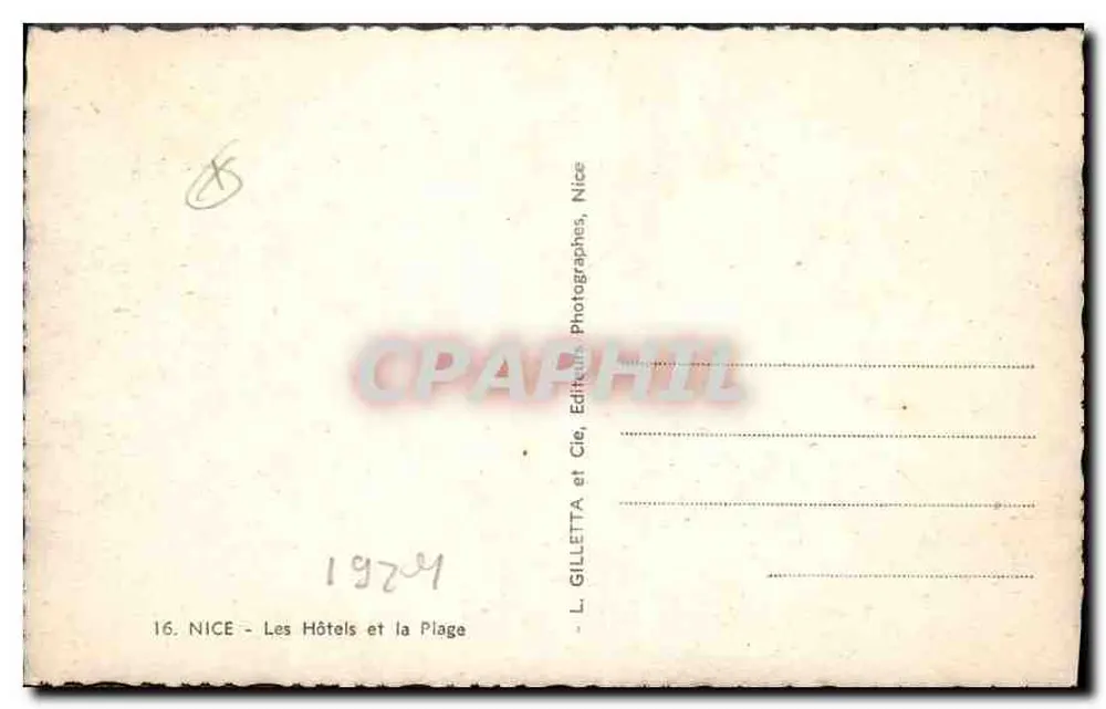 Nice - De Hotels en de Strand — L. Gilletta et Cie, Nice - Achterkant