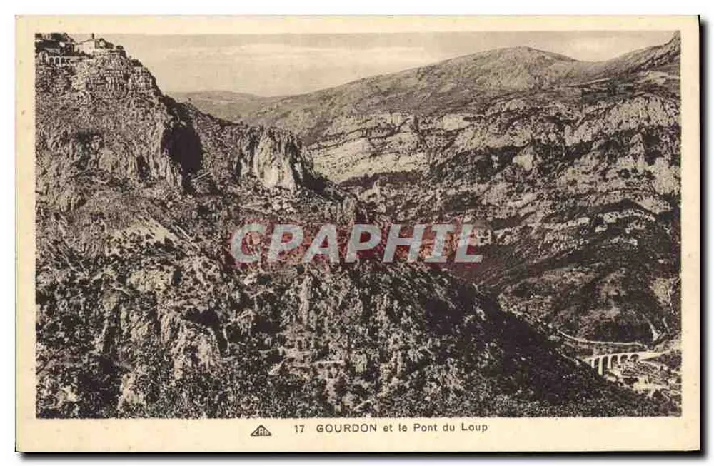 Gourdon e o Ponte do Lobo — vista panorâmica — Alascienne Berthier Fotomecânica, Strasbourg, n°17 - Frente