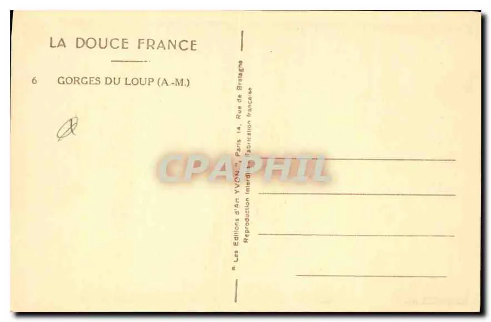 Gorges du Loup — A-M. — Éditions d'Art Yvon, Paris - Rückseite