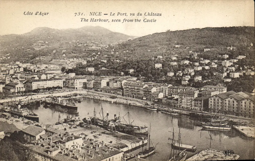 NICE — Der Hafen, Blick vom Schloss — Côte d'Azur, Serie 731 - Vorderseite