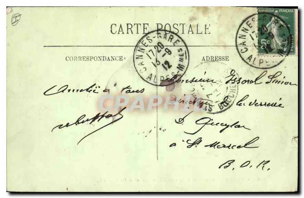 CANNES — Denkmal von Edward VII und Blick auf den Hafen — LL. n°188 - Rückseite